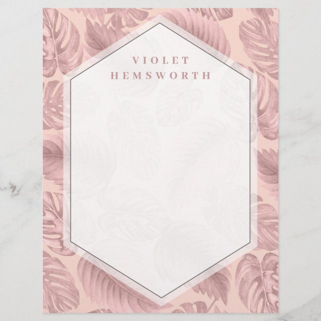 Pink Tropical Geometric Custom Letterhead (Front)