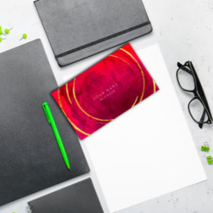 Pink  Tropical Geometric Golden Foil Circles Red Business Card