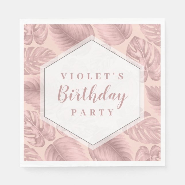 Pink Tropical Geometric Napkin (Front)