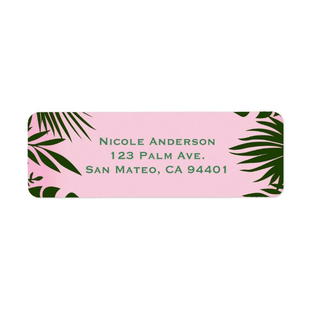 Pink Tropical Green Leaves Summer Chic Invitation (Front)
