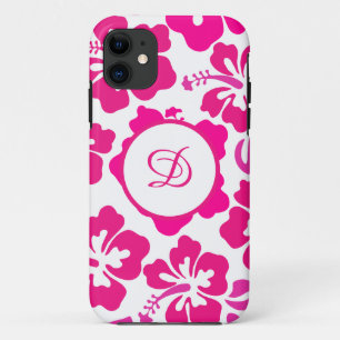 Pink tropical Hawaii Hibiscus Floral Pattern iPhone 11 Case