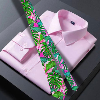 Pink Tropical Hawaiian pattern Tie