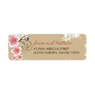 Pink Tropical Hibiscus Chic Wedding Address Labels