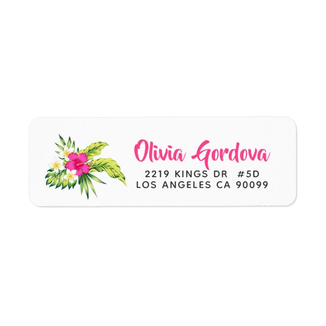 Pink Tropical Hibiscus Modern Typography Template (Front)