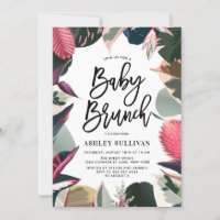Pink Tropical Houseplants Frame Baby Shower Brunch