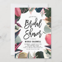 Pink Tropical Houseplants Frame Bridal Shower