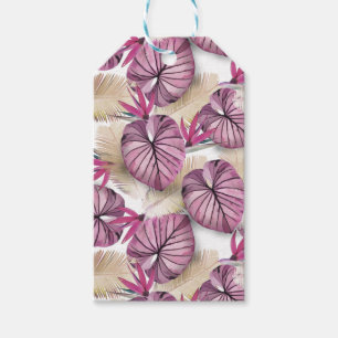 Pink tropical leaves gift tags