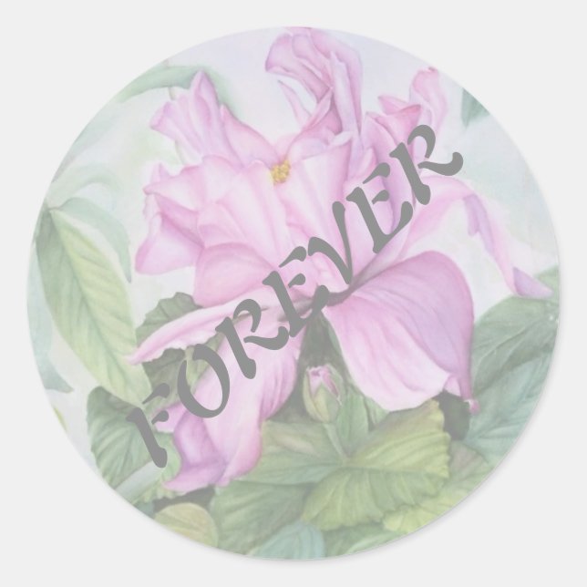 PINK TROPICAL ORCHID WEDDING STICKERS (Front)