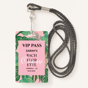 Pink Tropical Palm Bachelorette Party VIP Pass  ID Badge