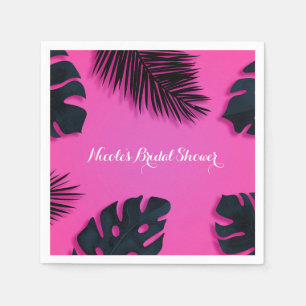 Pink Tropical Palm Leaves Party Luau Summer Chic Napkin