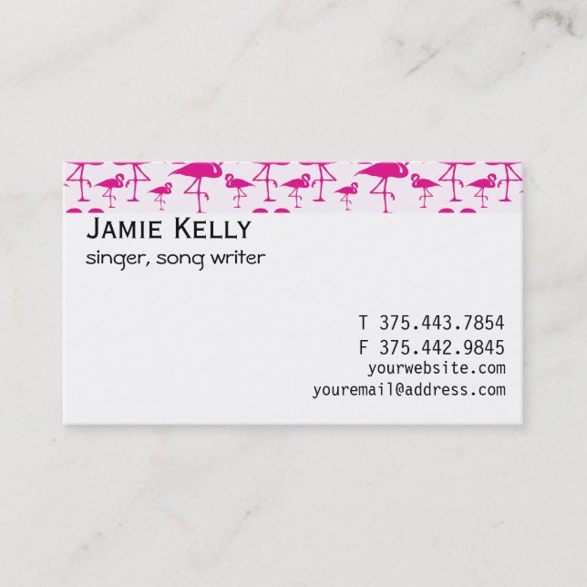 Pink Tropical  Pink Flamingo Business Card (Front)