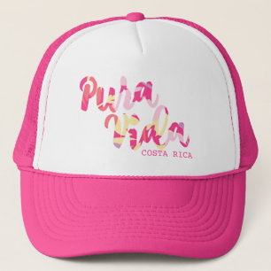 Pink Tropical "Pura Vida" Costa Rica Souvenir Trucker Hat