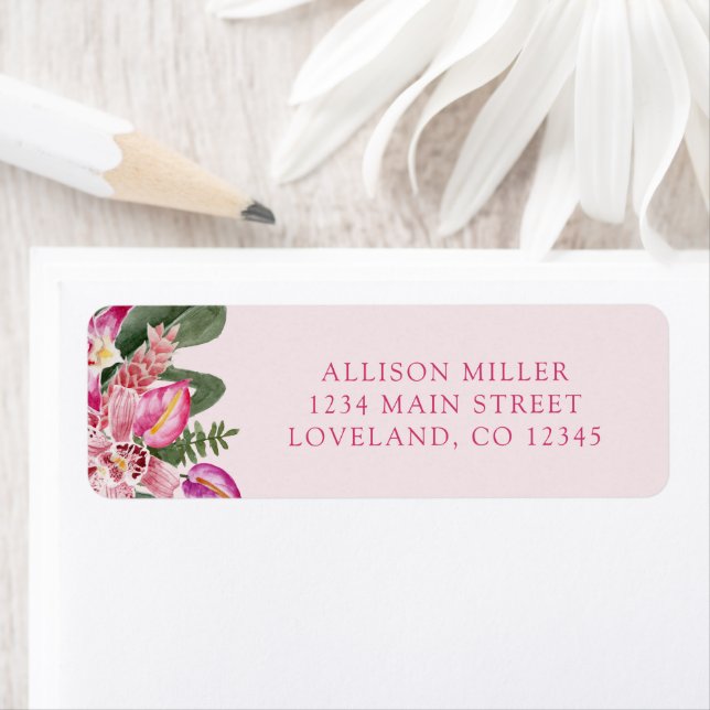 Pink Tropical Return Address Label (Insitu)