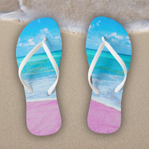 Pink Tropical Sand Beach Flip Flops