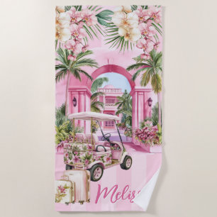 Pink Tropical Spa Resort Beach Towel