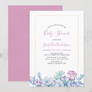 Pink   Tropical Succulents Summer Baby Shower Invitation