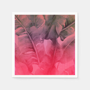 Pink Tropical Summer Palm Leaves Luau Party Napkin