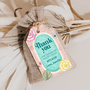 Pink Tropical Summer Pool Party Birthday Gift Tags