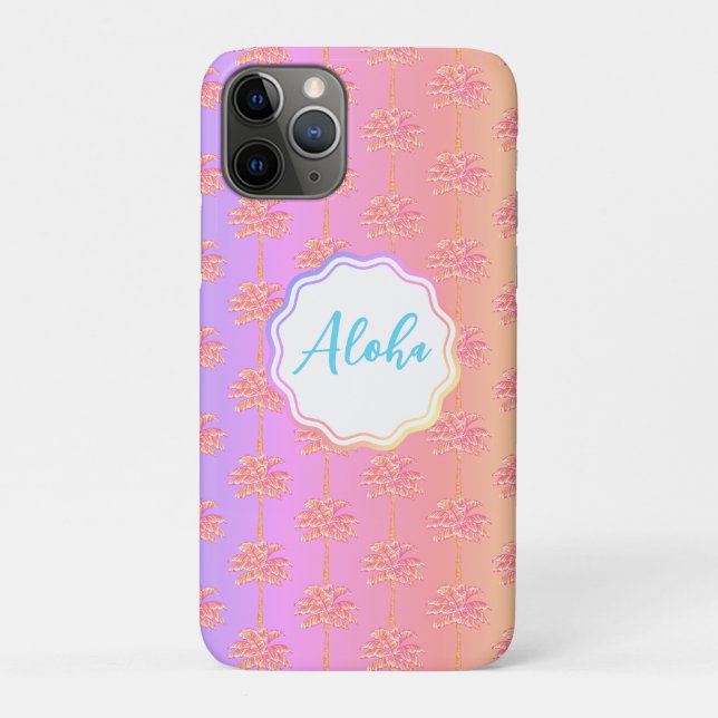 Pink Tropical Sunset Aloha Palm Tree  Case-Mate iPhone Case (Back)