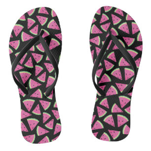Pink Tropical Watermelon Pattern Flip Flops