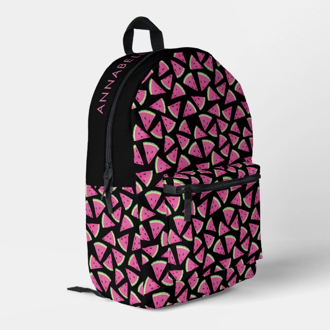 Pink Tropical Watermelon Pattern Printed Backpack (Back Corner Left)
