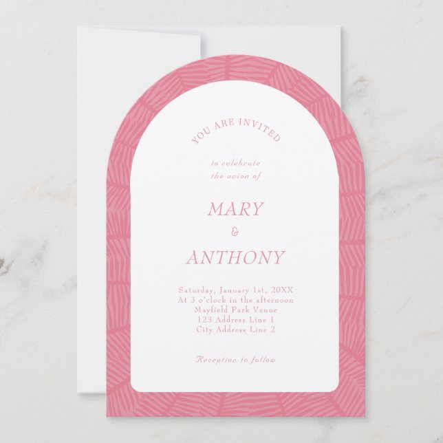 Pink Tropical Wedding Invitation (Front)