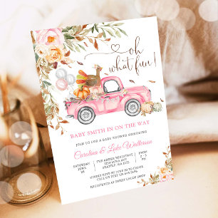 Pink Truck Baby Shower Invitation