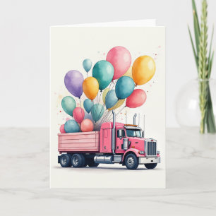 Pink Truck Birthday Card