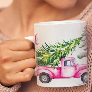  Pink Truck Christmas Adventure  Two-Tone Coffee Mug