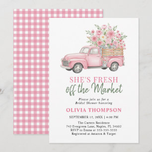 Pink Truck Fresh Off the Market Bridal Shower Invitation