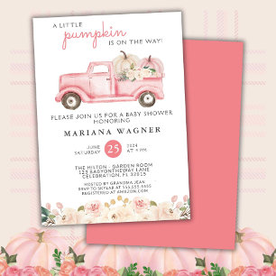 Pink Truck Little Pumpkin Baby Shower Invitation