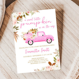 Pink Truck Pumpkin Baby Shower  Invitation