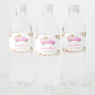 Pink Truck Pumpkin Baby Shower Water Bottle Label