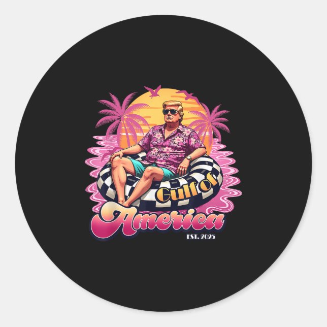 Pink Trump 2025 Beach Gulf Of Usa America Est 2025 Classic Round Sticker (Front)