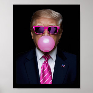 Pink Trump Bubble Gum 2024 Vote President Funny Cu Poster