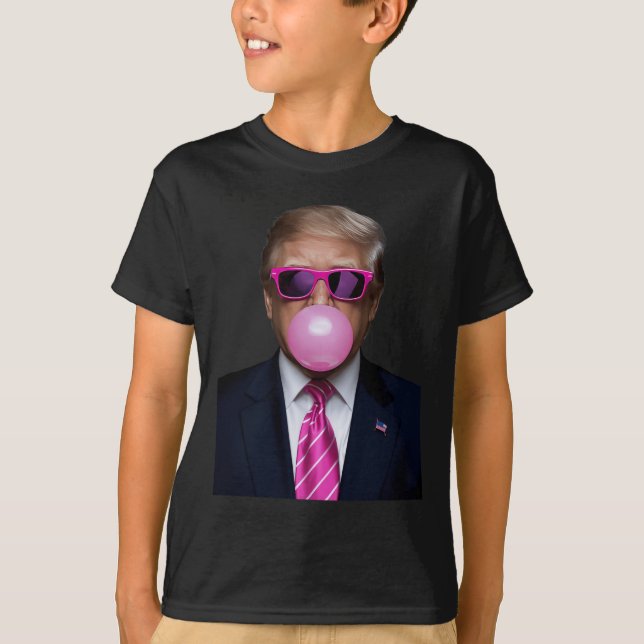 Pink Trump Bubble Gum 2024 Vote President Funny Cu T-Shirt (Front)