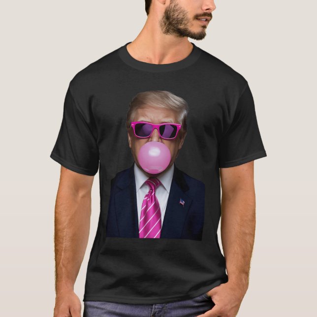 Pink Trump Bubble Gum 2024 Vote President Funny Cu T-Shirt (Front)