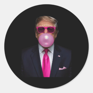 Pink Trump Bubble Gum Shirt 2024 Vote President Fu Classic Round Sticker