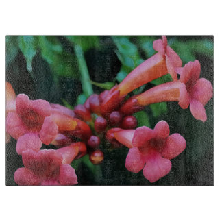 Pink Trumpet Honeysuckle Botanical Art Cutting Board
