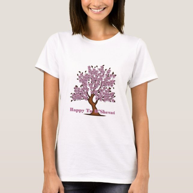 Pink Tu B'Shevat Flower Tree T-Shirt (Front)