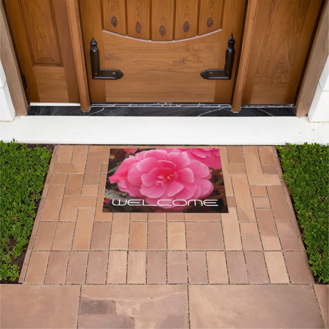 Pink Tuberous Begonia Floral Welcome Doormat (Outdoor)