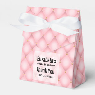 Pink Tufted Diamond Pattern Birthday Thank You Favour Box