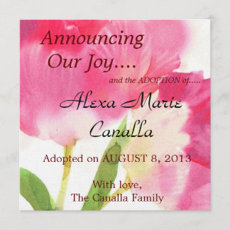 Pink Tulip Adoption Announcement Card