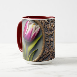 Pink Tulip Art Nouveau Design, Mug