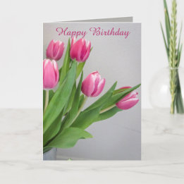 Pink Tulip Birthday Card