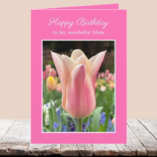 Pink Tulip Birthday Card for Mother or Mum