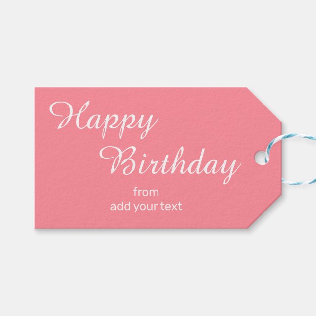 Pink Tulip Birthday Gift Tags (Front (Horizontal))