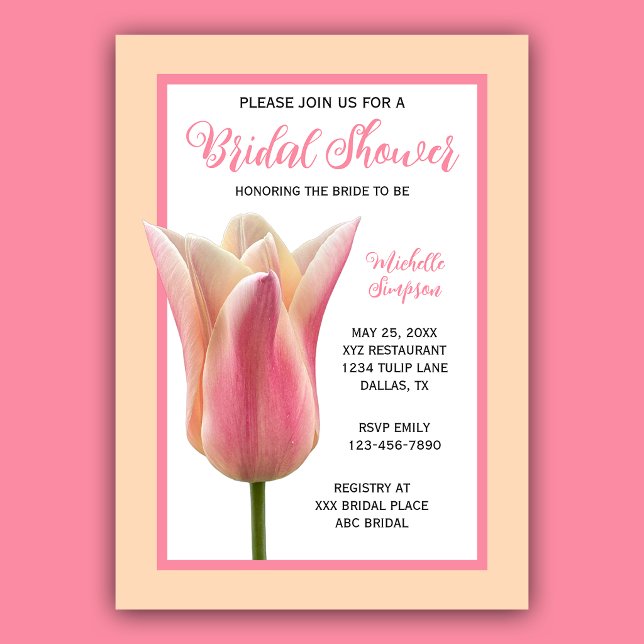 Pink Tulip Bridal Shower Wedding Invitation (Creator Uploaded)