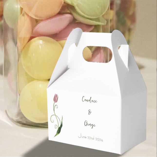 Pink Tulip Floral Favour Box (Creator Uploaded)