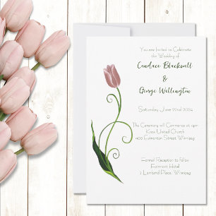 Pink Tulip Floral Invitation